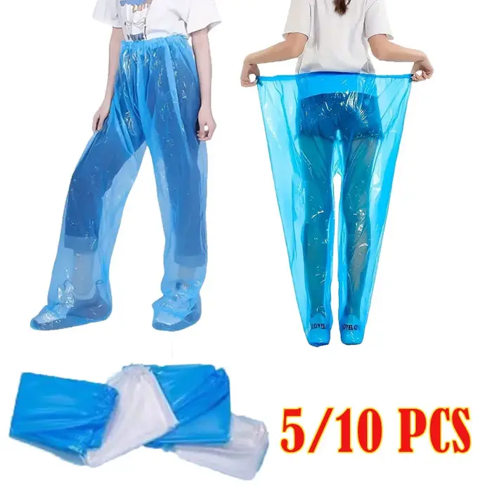 Lot de 5/10 pantalons de pluie jetables portables anti-éclaboussures