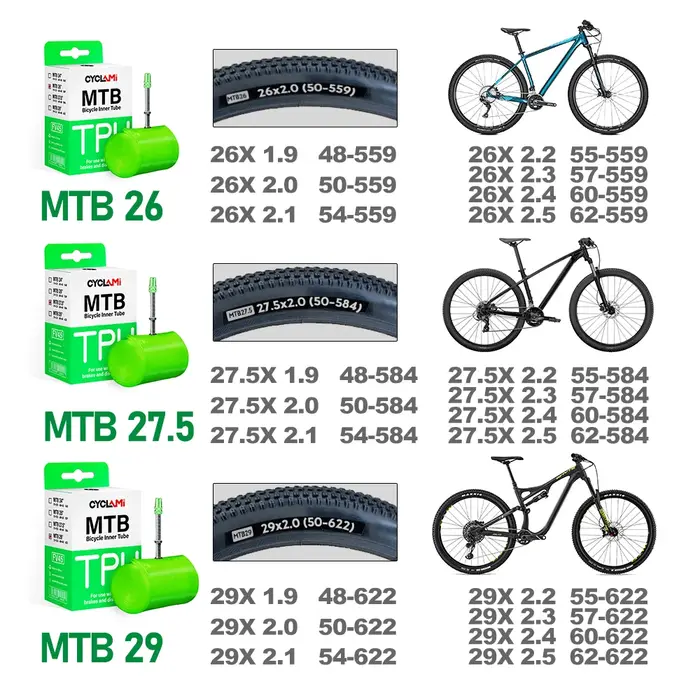 Chambre à air de vélo ultralégère CYCLAMI 26 27