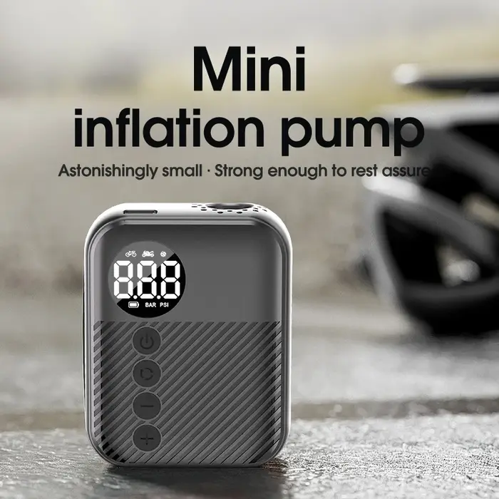 Gonfleur de pneus portable, mini compresseur d'air électrique 150 PSI avec manomètre numérique, arrêt automatique, pompe à pneus rechargeable pour vélo et voiture