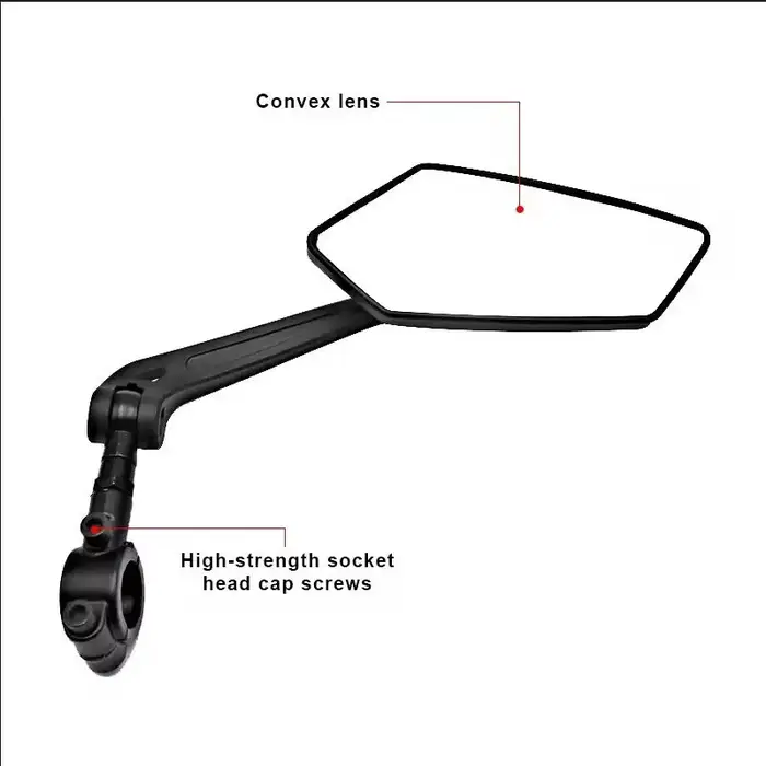 Rétroviseur de vélo VTT HD réflexion miroir batterie vélo réglable miroir accessoires d'équitation e