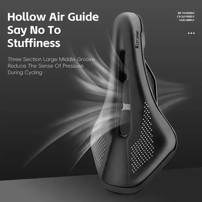 Selle de vélo de route en PU, ultralégère, creuse, imperméable, ergonomique, pour l'entraînement et l'exercice à vélo.