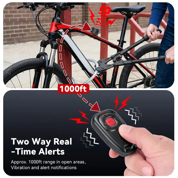 Alarme antivol sans fil pour vélo, détection de vibrations bidirectionnelle, alarme de vélo avec télécommande, étanche