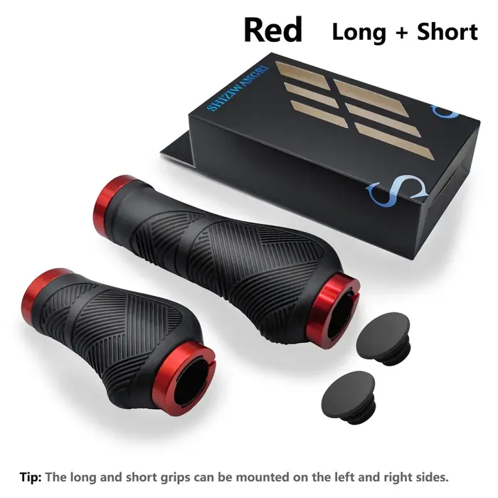 SHIZIWANGRI poignées de vélo en caoutchouc anti-dérapant longue courte VTT antichoc guidon couverture verrouillage sur poignée de cyclisme ergonomique