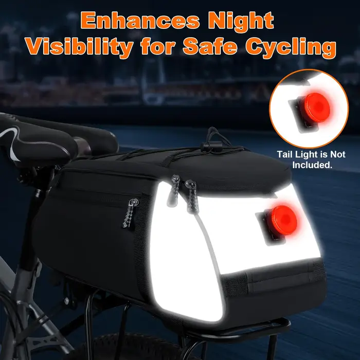 Sac de porte-vélo, sac de coffre arrière pour vélo électrique imperméable et réfléchissant de 12 L