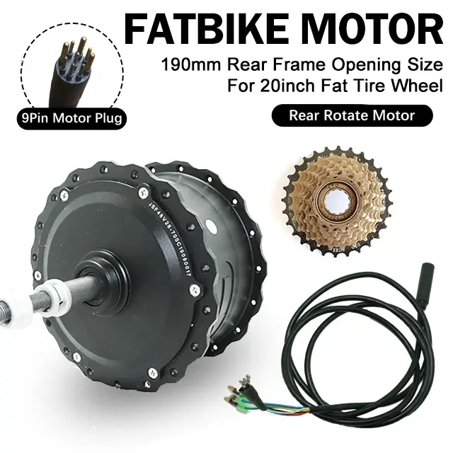 Gros moteur 48V 1000W moteur de roue libre arrière à engrenage sans brosse pour gros vélo électrique neige e-bike 170mm 190mm taille de fourche 20 "26" pneu