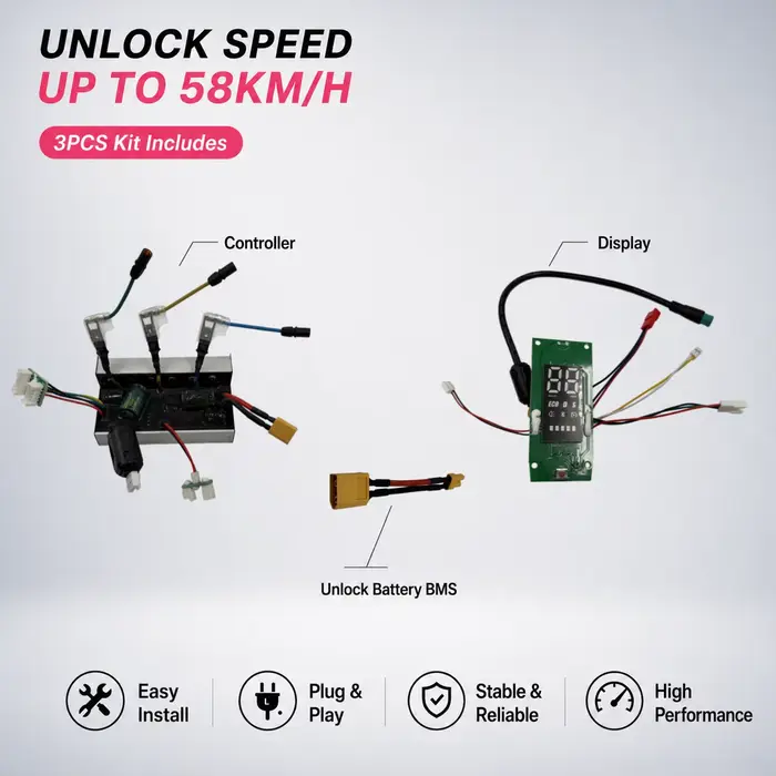 Kit de Contrôleur de Trottinette Électrique jusqu'à 58 km/h pour Xiaomi 4 Lite 2ème Génération – Dév