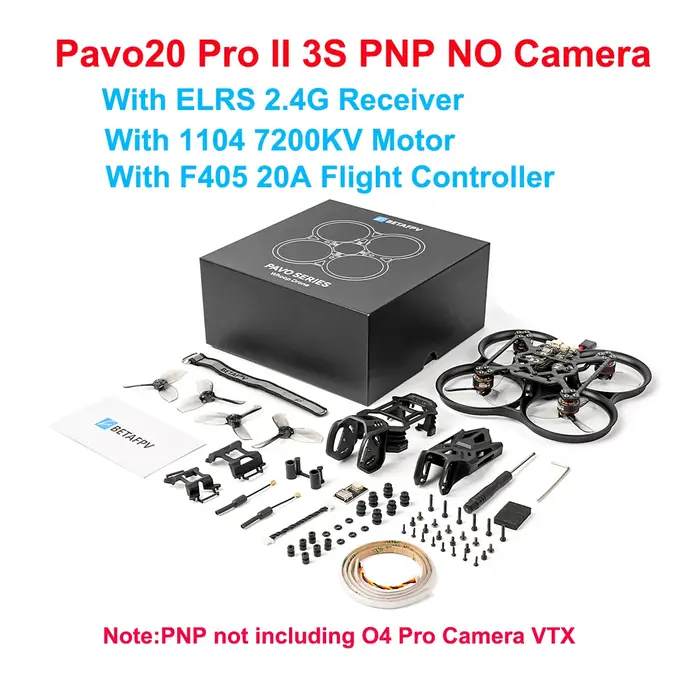 BETAFPV Pavo20 O4 Pro II quadrirotor BWhoop sans balais 1104 72000KV moteur F4 2-3S 20A AIO avec récepteur ELRS/SBUS unité O4 Pro