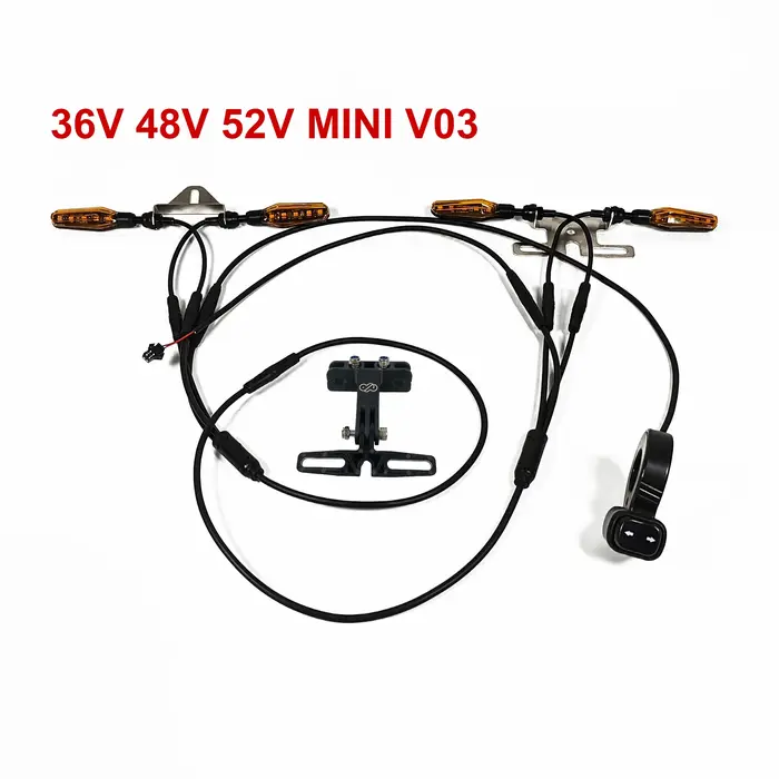 Ensemble de clignotants de vélo électrique Ebike, interrupteur 36V 48V 52V 72V, Kit de virage avant 