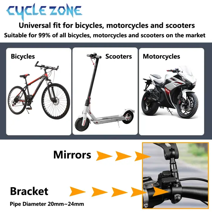 Rétroviseurs de guidon de vélo universels grand Angle 360 rotatif rétroviseur
