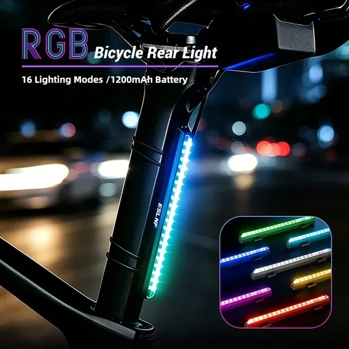 Feu arrière de vélo ESLNF RGB à fixation sur rail de selle