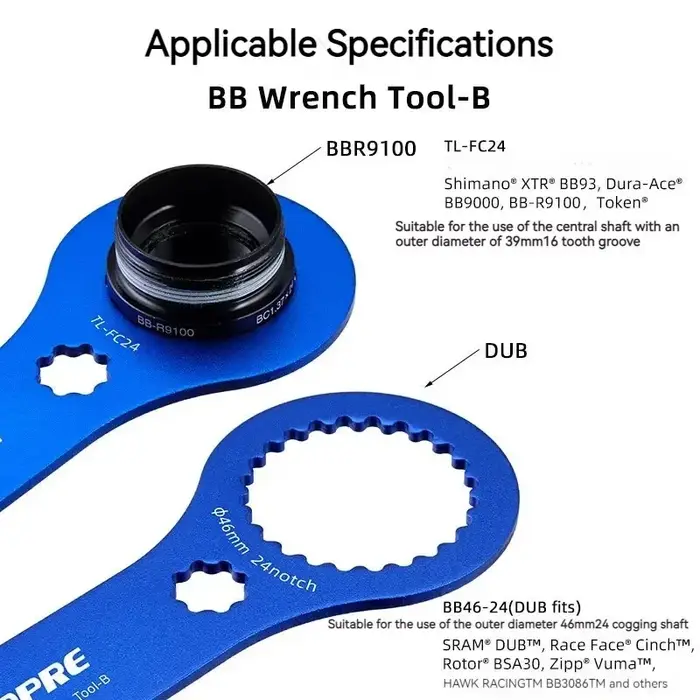 Clé de montage de boîtier de pédalier de vélo DUB BB 44/46mm 16/24 encoches