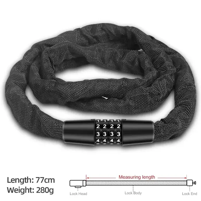 Xunting – serrure de sécurité à combinaison de Code à 4 chiffres, 77cm, pour équipement de vélo vtt,
