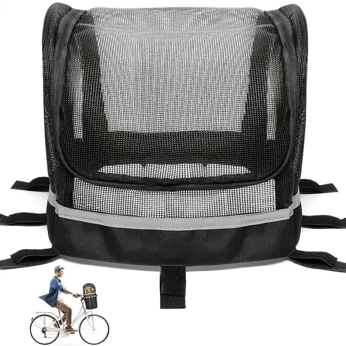 Housse de panier de vélo amovible, ouverture complète de fermeture éclair, couverture de panier de vélo pour chien et animal de compagnie, facile à mettre et à sortir, filet respirant pour panier