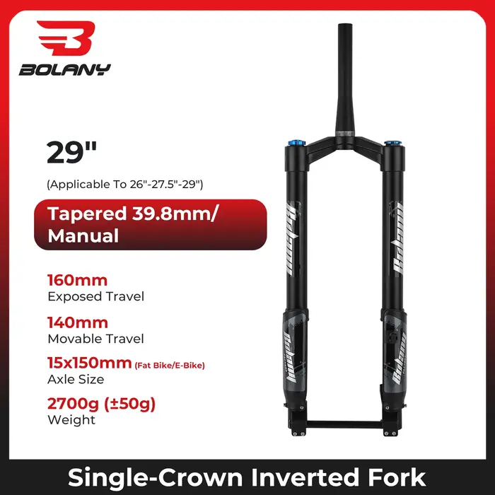 BOLANY fourche de vélo inversée Double épaule fourche vtt pour descente 29 pouces fourche Boost à ax