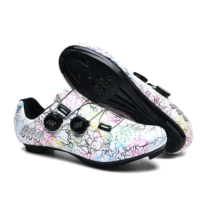 Chaussures de cyclisme sur route pour hommes et femmes, imprimé éclair, boucle double rotative, resp