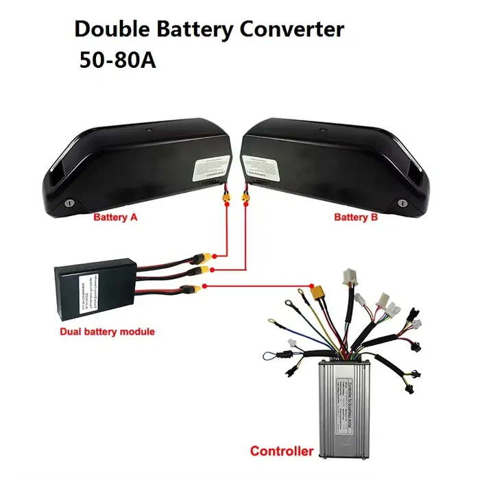 Convertisseur de décharge double batterie pour vélo électrique 24-72VDC