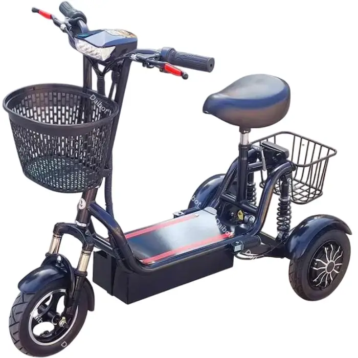 Petit Tricycle électrique pliable à double moteur avec dossier pour homme et famille