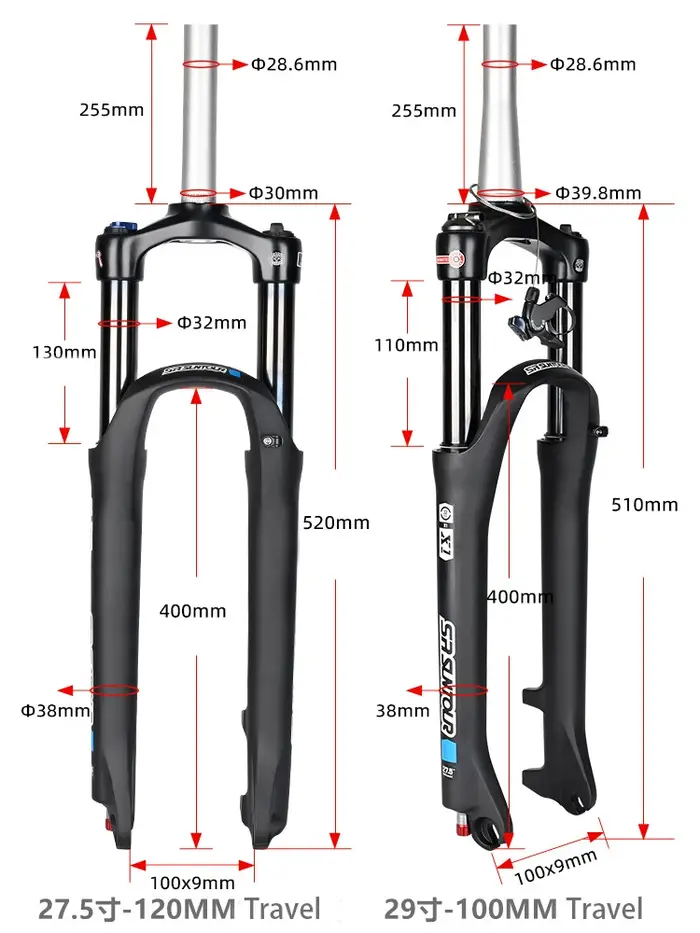 SR SUNTOUR X1 XCR fourche avant de vélo 27.5/29 pouces ressort d'huile amortisseur