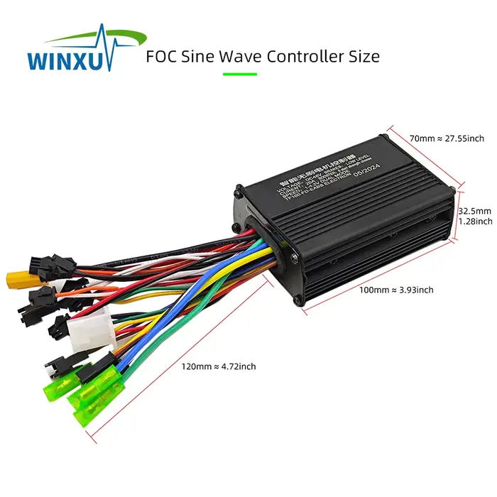 Contrôleur de moteur sans balais à onde sinusoïdale FOC pour vélo électrique 36V 48V 500W 25A