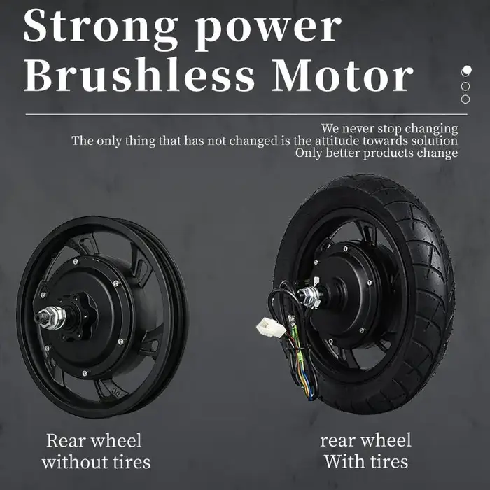 Roue arrière de Scooter de moteur de moyeu sans engrenage sans brosse de 12 pouces avec pneu 36V350W 48V500W