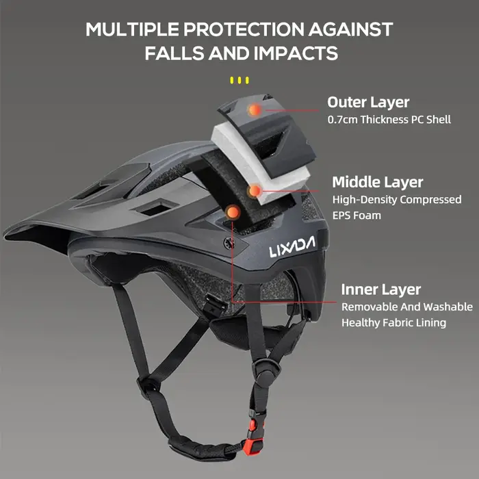 Lixada casque de vélo 55-61 cm cadran réglable visière amovible Ventilation 14 évents d'air