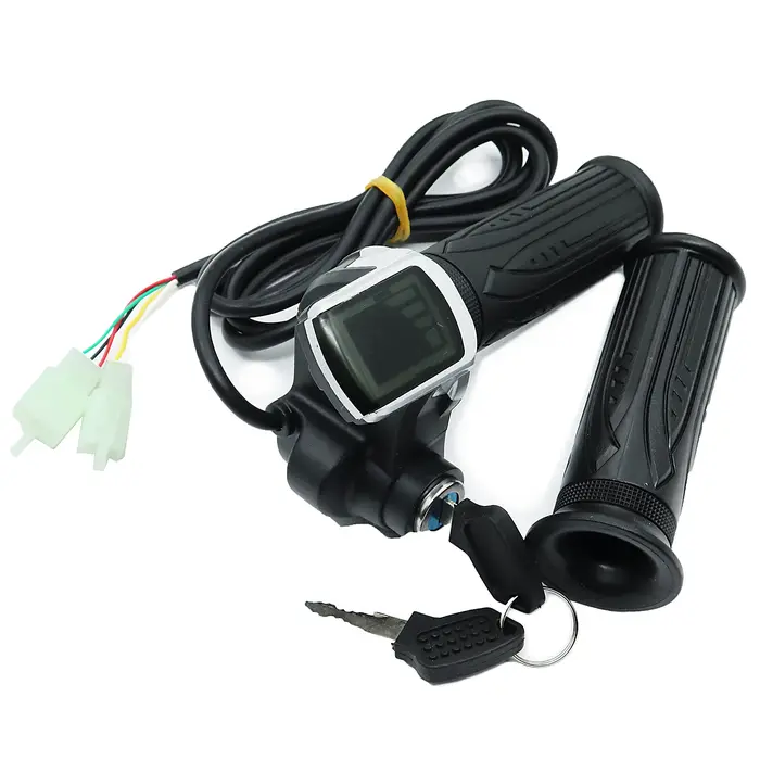 1 paire de poignées de réglage de la vitesse de l'accélérateur de vélo de Scooter électrique avec affichage de verrouillage à clé divide la poignée LCD 24V 36V 48V