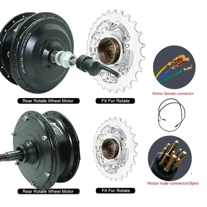 Moyeu moteur roue E vélo 250W 350W 500W 36V engrenage sans brosse arrière avant pour Kit