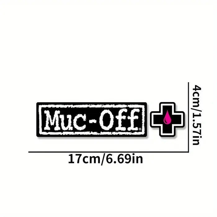 Autocollant en vinyle pour vélo MUC-OFF, résistant aux rayures et aux UV, texte noir et blanc avec c