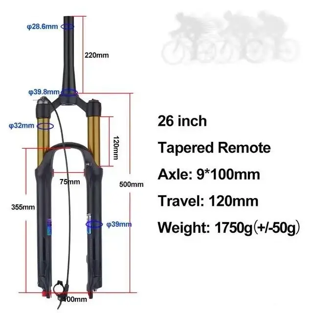 Fourche à air pour vélo Bolany avec réglage du rebond