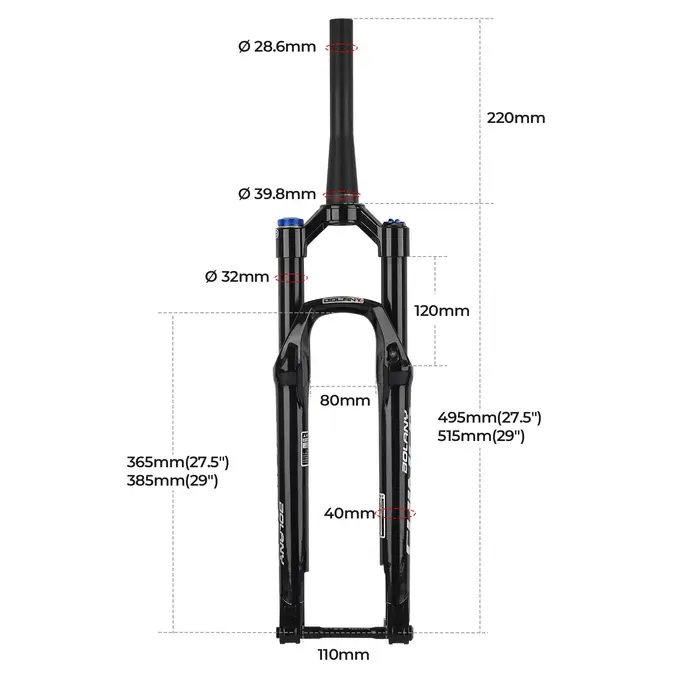 Fourche de vélo à suspension à huile pneumatique de voyage