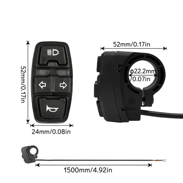 Interrupteur 3-en-1 pour vélo électrique : phare