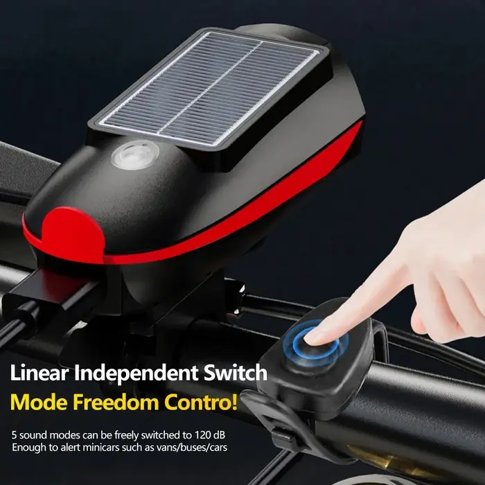 Lumière solaire de vélo avec klaxon LED
