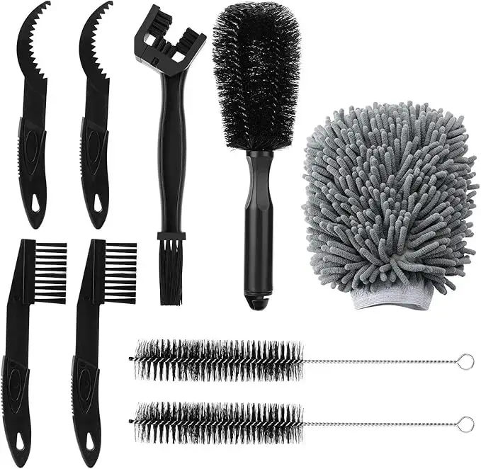 Kit d'outils d'entretien de vélo, brosses de nettoyage de chaîne et de pneus pour pignons et coins é