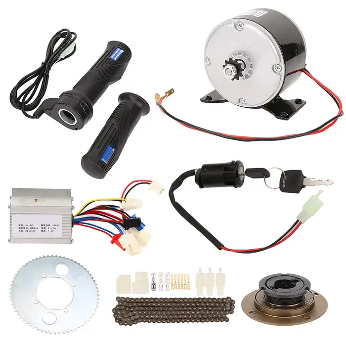Moteur à balais pour vélo électrique 24V, 250W, avec roue libre et poignée d'accélérateur, kit de co
