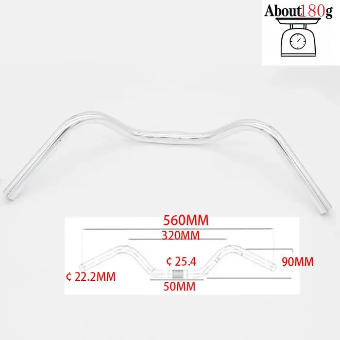 Guidon de vélo en alliage d'aluminium, guidon incurvé, poignées horizontales, grandes hirondelles, p