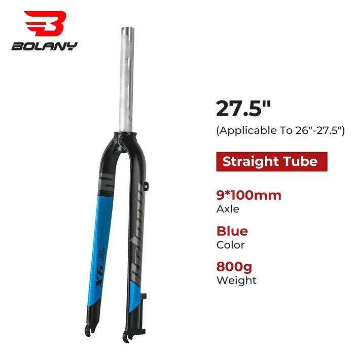 Bolany 26/27.5/29 pouces fourche rigide vtt adapté pour vélo de montagne X6 Tube droit en alliage d'aluminium