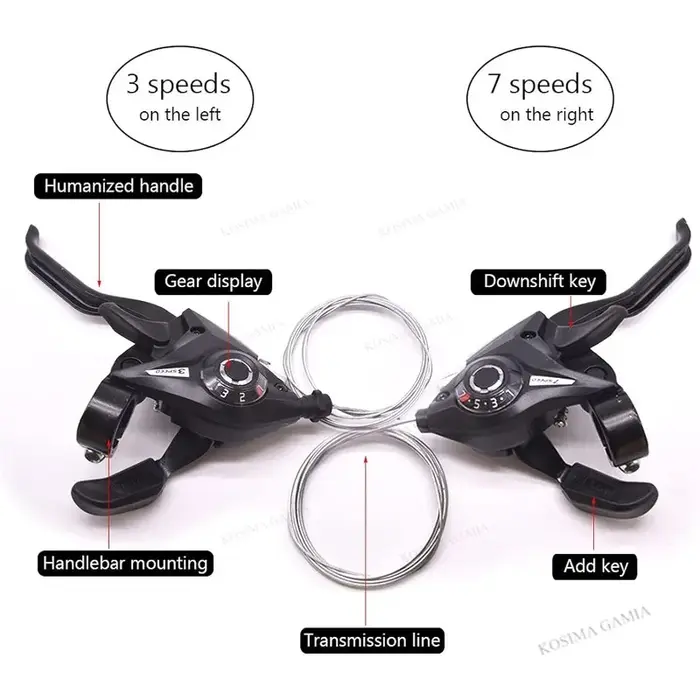 Manettes de vitesse et leviers de frein de vélo 3 x 7/8 21/24 vitesses avec indicateur