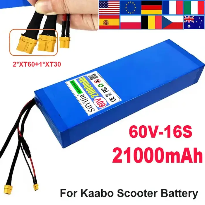 Batterie originale Kaabo 60V 21Ah type Li-ion pour scooter et vélo électrique double moteur haute capacité couleur verte