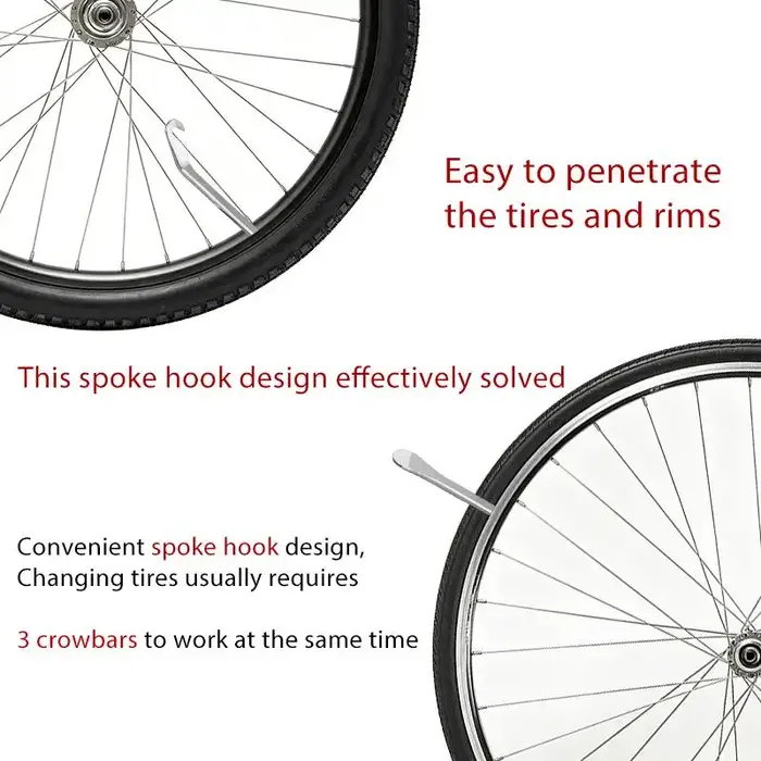 Lot de 3/6 leviers de pneu de vélo en acier inoxydable, outil de démontage de roue pour VTT et vélo de route, levier de démontage de pneu de vélo, outil de réparation
