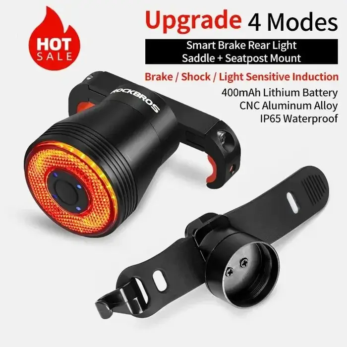 ROCKBROS vélo intelligent frein automatique détection lumière IPx6 étanche LED charge cyclisme feu arrière
