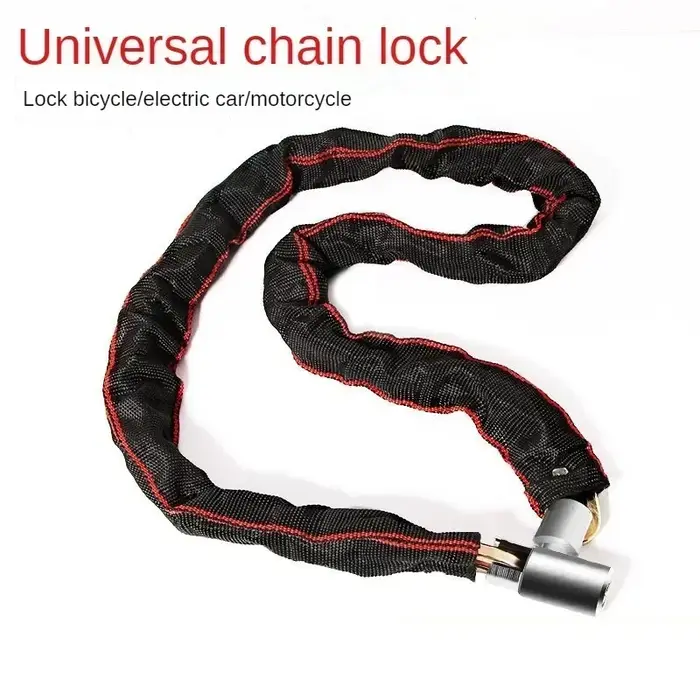 Antivol de vélo extra long et épaissi, chaîne antivol en nylon pour véhicules électriques 360 °   Verrou de vélo de montagne à protection rotative