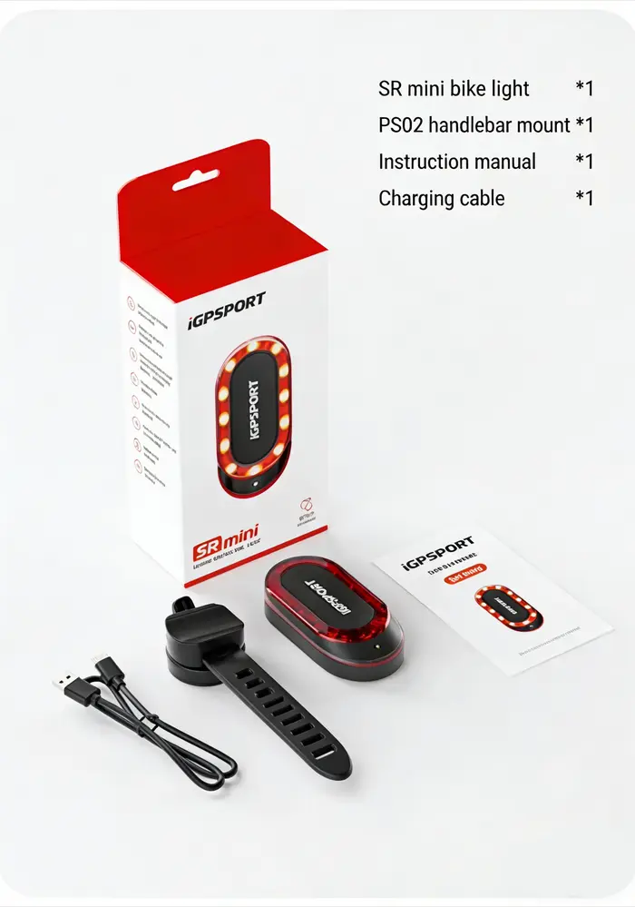 Feu arrière radar iGPSPORT SR mini IPX7 avec clignotant de frein pour VTT et vélos de route