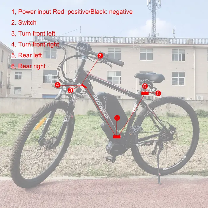EBKE vélo électrique Ebike clignotant V04 12V ou 36V 48V 52V 72V câble étanche LED