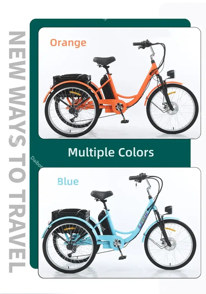 Tricycle électrique avec panier de chargement/traction pour adultes