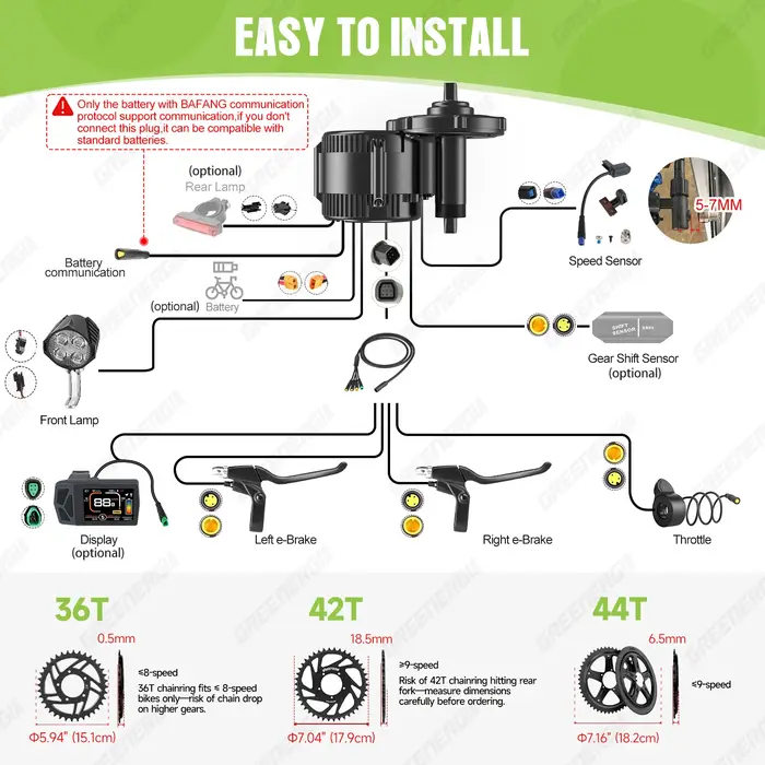Bafang CAN 750W moteur d'entraînement central Kit de Conversion de vélo électrique BBS02B BBS02