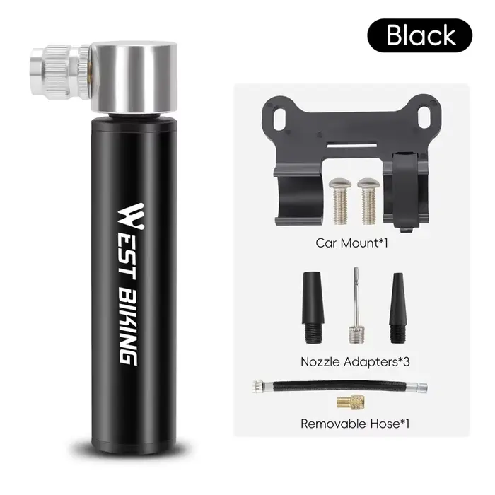 Pompe à vélo WEST BIKING, mini pompe à air manuelle pour gonflage des pneus de vélo, compatible avec