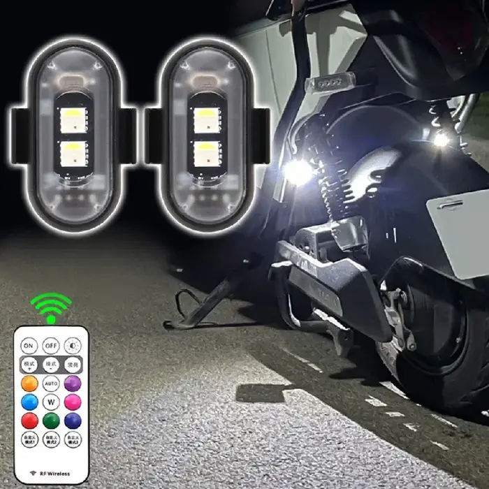 Feux stroboscopiques LED RGB pour scooter, feux de positionnement LED sans fil pour vélo, accessoires d'éclairage d'avertissement pour avions, hélicoptères