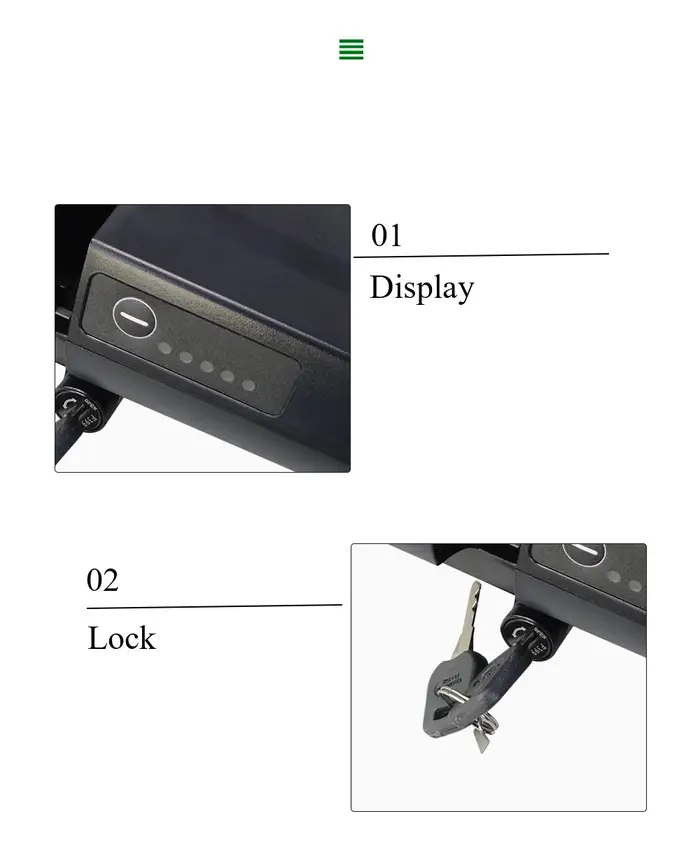 Batterie de vélo électrique Phylion pour porte-bagages arrière 36V 10.4Ah 13Ah 15Ah 17.5Ah 21Ah E-bike Joycube Wall-ES