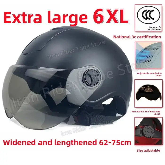 Casque demi-intégral grande taille 62-72 cm