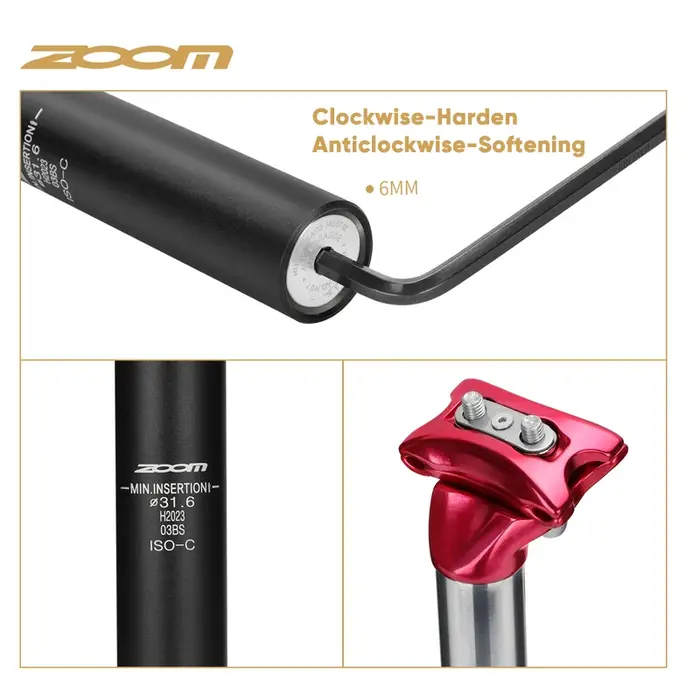 ZOOM vélo Suspension tige de selle 27.2/31.6/28.6/30.4/30.8/33.9mm vtt